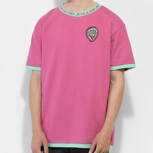 Killer Acid Ringer Shirt No Bad Trips Alien Logo Tee Sz L Pink Skate Streetwear